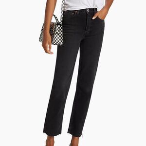 RE/DONE 70s Stove Pipe Jeans in Washed Noir, 27